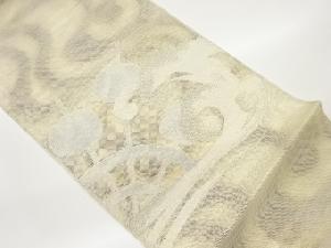 紗 水車に荒波・流水模様織出し袋帯